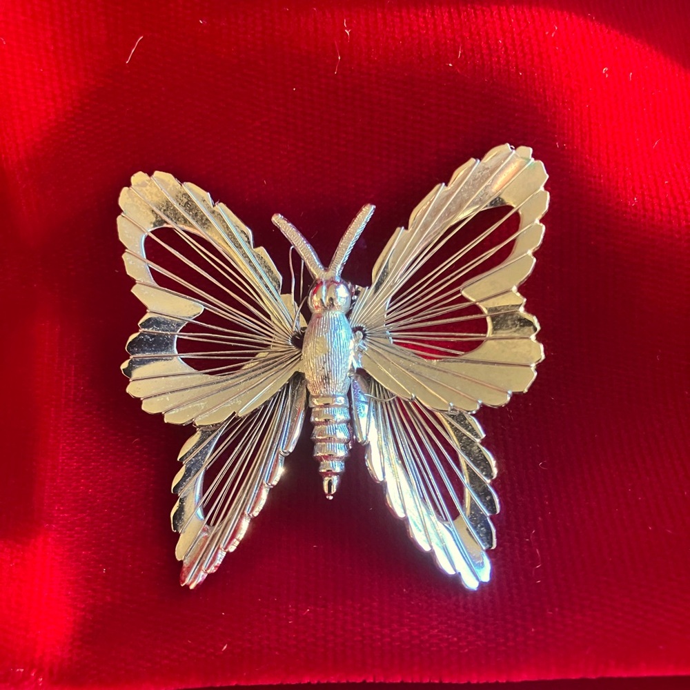 Vintage Monet Butterfly Brooch Silver Tone